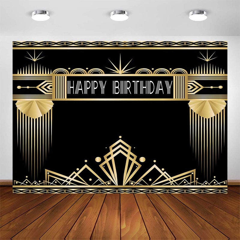 Avezano 7x5ft Great Gatsby Theme Birthday Party Backdrop Roaring 20s Retro 1920s Photo Booth Backdrop for Adults Birthday Party Decorations The Great Gatsby Theme Bday Parties Photoshoot Background - Image 1
